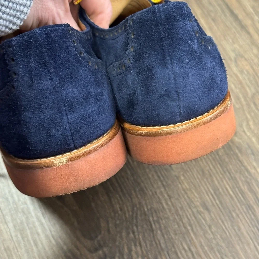 Polo Ralph Lauren Rhett Wingtip Oxfords Blue Suede Sz 11D Preppy Old Money